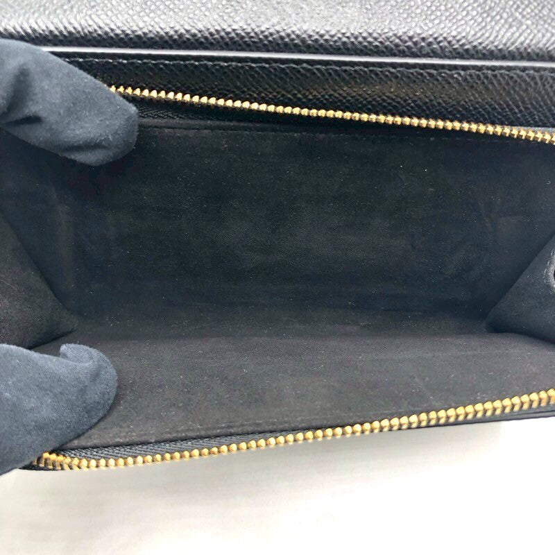 クリスチャン・ディオール Christian Dior カロダブルポーチショルダー S7431UBAE ブラック×GD金具 カーフ レディース ショルダーバッグ