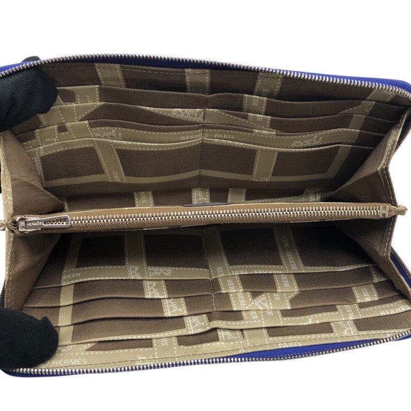 エルメス HERMES アザップロングシルクイン □O刻 ブルーエレクトリック エプソン ユニセックス 長財布