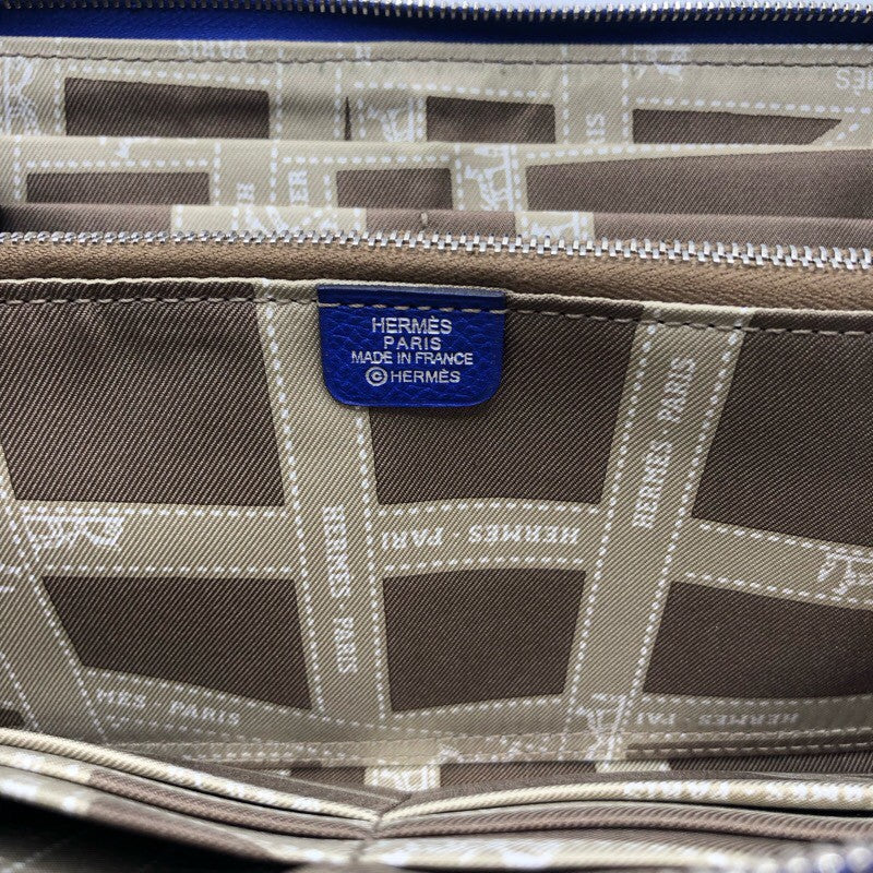 エルメス HERMES アザップロングシルクイン □O刻 ブルーエレクトリック エプソン ユニセックス 長財布