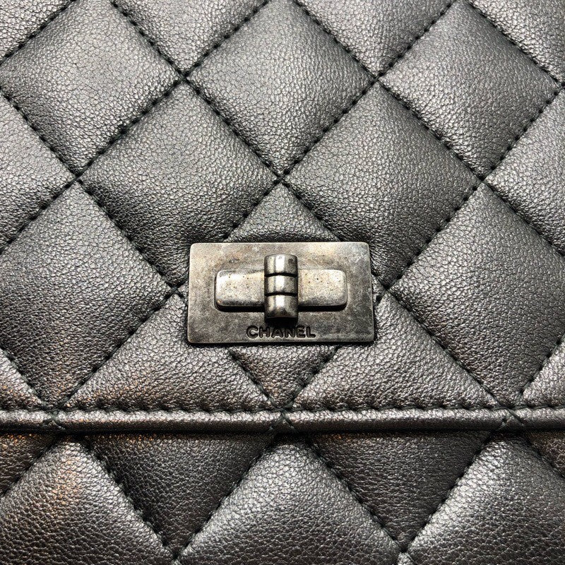 シャネル CHANEL 2.55チェーンウォレット メタリックフシルバー/SV金具 レザー レディース ショルダーバッグ