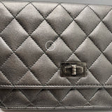 シャネル CHANEL 2.55チェーンウォレット メタリックフシルバー/SV金具 レザー レディース ショルダーバッグ