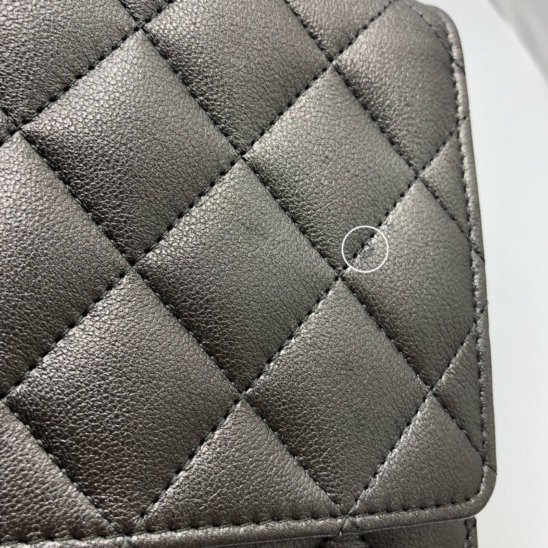 シャネル CHANEL 2.55チェーンウォレット メタリックフシルバー/SV金具 レザー レディース ショルダーバッグ