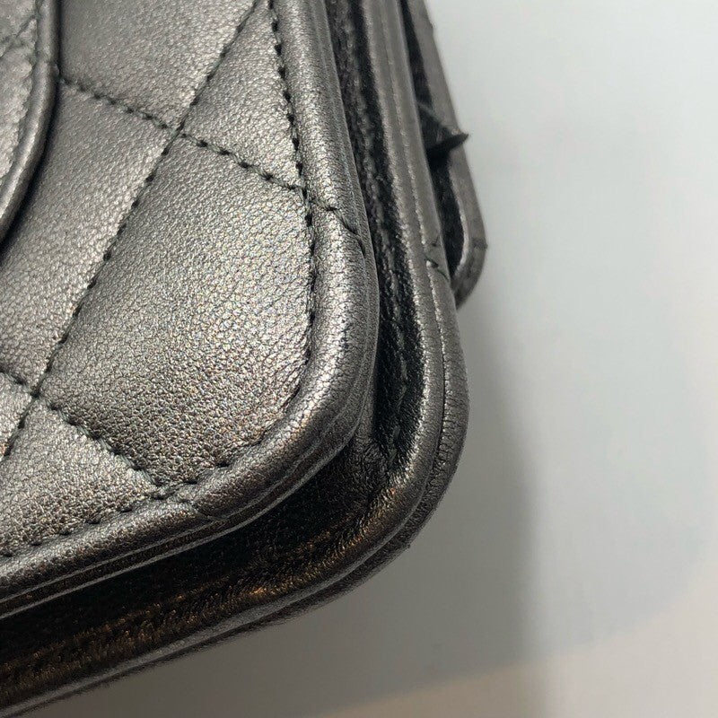 シャネル CHANEL 2.55チェーンウォレット メタリックフシルバー/SV金具 レザー レディース ショルダーバッグ