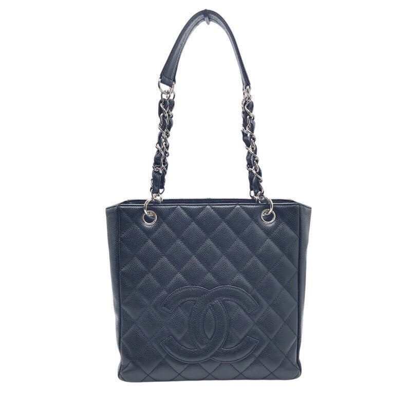 シャネル CHANEL PTSチェーントート A50994 ブラック×SV金具 キャビアスキン レディース トートバッグ