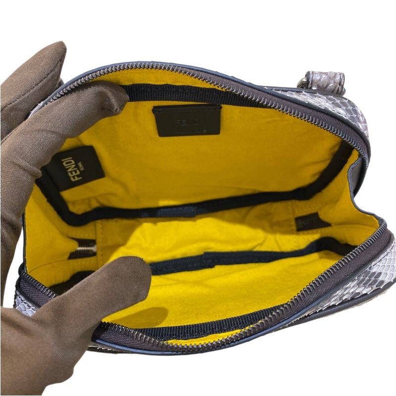 フェンディ FENDI ミニショルダーバッグ 7AS122－AA3S ベージュ　シルバー金具 パイソン ユニセックス ショルダーバッグ