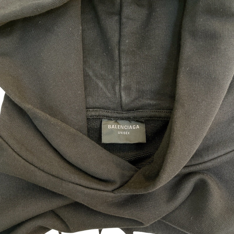 バレンシアガ BALENCIAGA ロゴ刺繡スウェットパーカー　2023年 761458 ブラック コットン メンズ パーカー