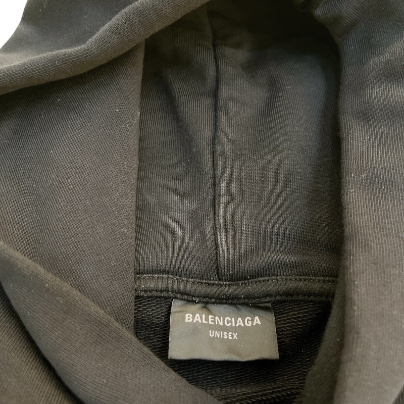 バレンシアガ BALENCIAGA ロゴ刺繡スウェットパーカー　2023年 761458 ブラック コットン メンズ パーカー