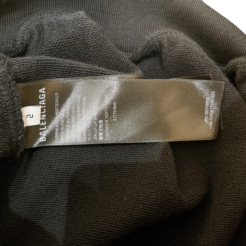 バレンシアガ BALENCIAGA ロゴ刺繡スウェットパーカー　2023年 761458 ブラック コットン メンズ パーカー