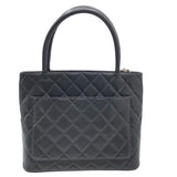 シャネル CHANEL 復刻トート A01804 ブラック ×SV金具 牛革 キャビアスキン レディース トートバッグ