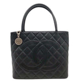 シャネル CHANEL 復刻トート A01804 ブラック ×SV金具 牛革 キャビアスキン レディース トートバッグ