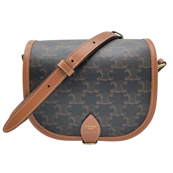 セリーヌ CELINE ミディアムフォルコバッグ 191502 タン トリオンフキャンバス・カーフスキン レディース ショルダーバッグ