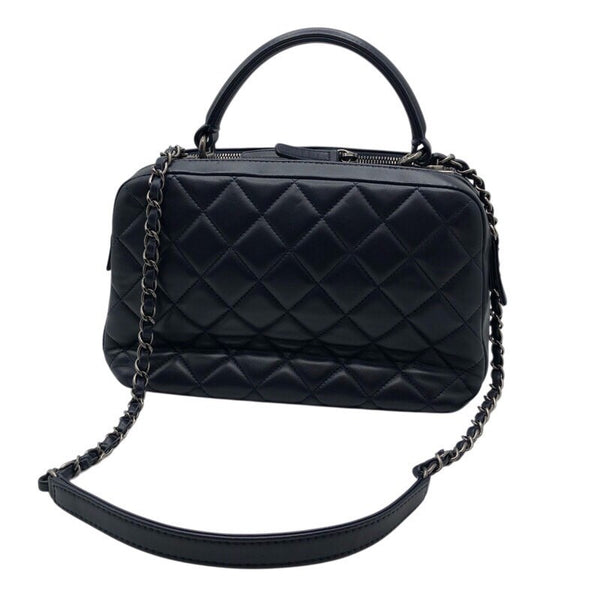 シャネル CHANEL トレンディCCトップハンドルチェーンショルダー ネイビー×SV金具 羊革 ラム レディース ショルダーバッグ