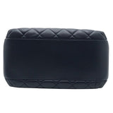 シャネル CHANEL トレンディCCトップハンドルチェーンショルダー ネイビー×SV金具 羊革 ラム レディース ショルダーバッグ