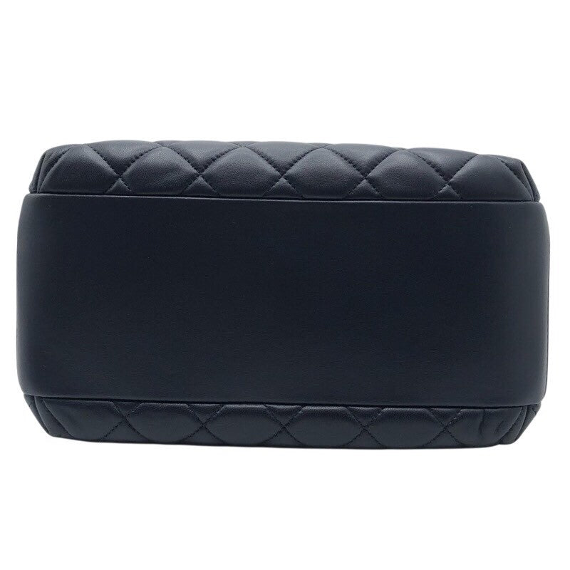 シャネル CHANEL トレンディCCトップハンドルチェーンショルダー ネイビー×SV金具 羊革 ラム レディース ショルダーバッグ