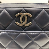 シャネル CHANEL トレンディCCトップハンドルチェーンショルダー ネイビー×SV金具 羊革 ラム レディース ショルダーバッグ