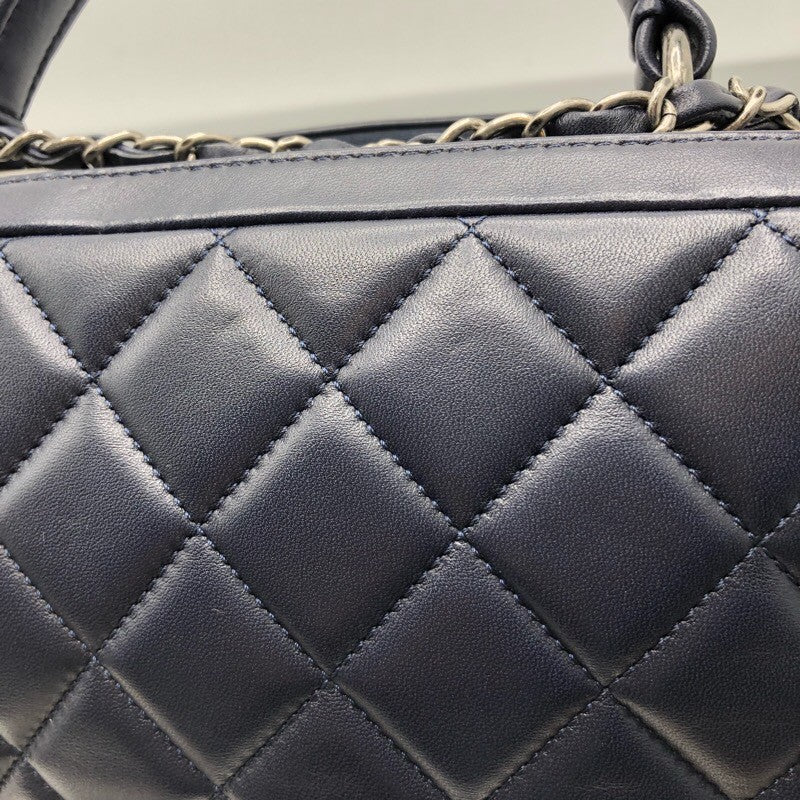 シャネル CHANEL トレンディCCトップハンドルチェーンショルダー ネイビー×SV金具 羊革 ラム レディース ショルダーバッグ