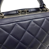 シャネル CHANEL トレンディCC ボウリングバッグ A92238 マトラッセ ネイビー ラムスキン レディース ハンドバッグ ショルダーバッグ