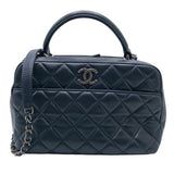 シャネル CHANEL トレンディCCトップハンドルチェーンショルダー ネイビー×SV金具 羊革 ラム レディース ショルダーバッグ