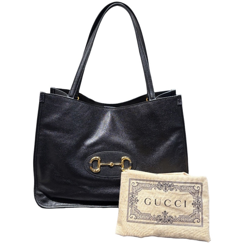 グッチ GUCCI ホースビット 1955 トートバッグ 623694 ブラック/ゴールド金具 シャイニーレザー レディース トートバッグ