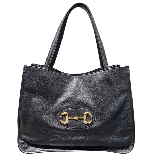 グッチ GUCCI ホースビット 1955 トートバッグ 623694 ブラック/ゴールド金具 シャイニーレザー レディース トートバッグ