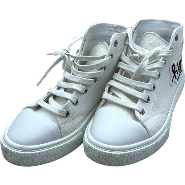 エルメス HERMES イリコワッペンハイカットスニーカー ホワイト キャンバス レディース スニーカー