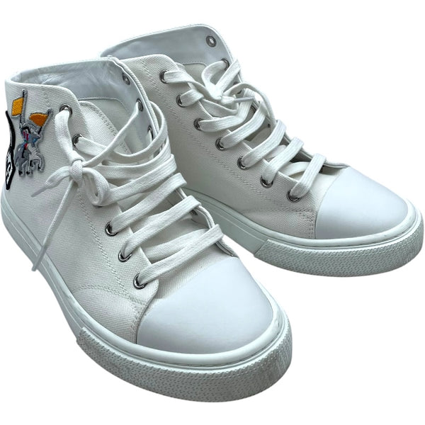 エルメス HERMES イリコワッペンハイカットスニーカー ホワイト キャンバス レディース スニーカー