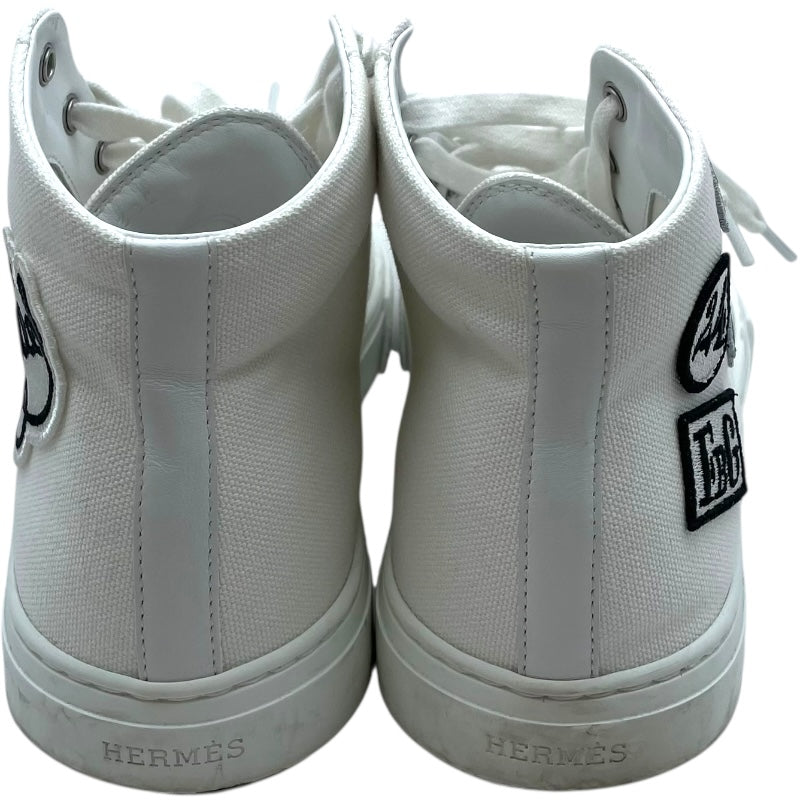 エルメス HERMES イリコワッペンハイカットスニーカー ホワイト キャンバス レディース スニーカー