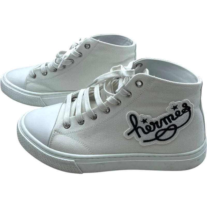 エルメス HERMES イリコワッペンハイカットスニーカー ホワイト キャンバス レディース スニーカー