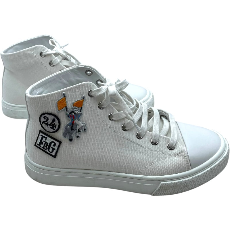 エルメス HERMES イリコワッペンハイカットスニーカー ホワイト キャンバス レディース スニーカー