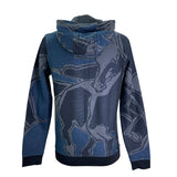 エルメス HERMES ホースプリント ジップアップパーカー ネイビー コットン メンズ パーカー