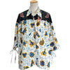 ロエベ LOEWE × Paulas Ibiza 総柄半袖シャツ S2299571P0 ブルー ポリエステル レディース 半袖シャツ