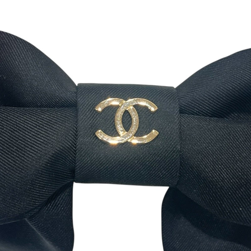 シャネル CHANEL ココマークリボンバレッタ AA9854 ブラック/シルバー