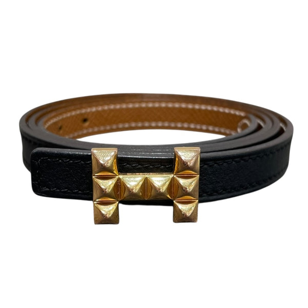 エルメス HERMES Hメドールリバーシブルベルト 75 Z刻 ブラック