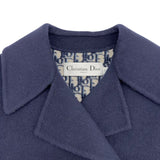 クリスチャン・ディオール Christian Dior オブリーク総柄ダブルフェイスピーコート 110C08A1375 ネイビー ウール レディース ピーコート