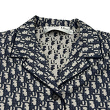 クリスチャン・ディオール Christian Dior オブリーク総柄半袖シルクシャツ 121V46A6608 ネイビー シルク レディース 半袖シャツ