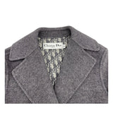 クリスチャン・ディオール Christian Dior オブリーク総柄ダブルフェイスベルテッドコート 11oM36A1375 ライトグレー ウール レディース ノーカラージャケット