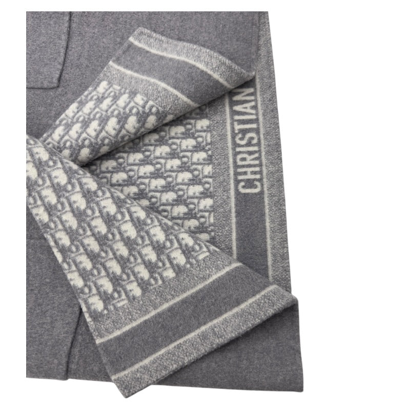 Christian Dior グレー系 ニットコート M クリスチャン・ディオール Christian Dior オブリーク総柄ダブル