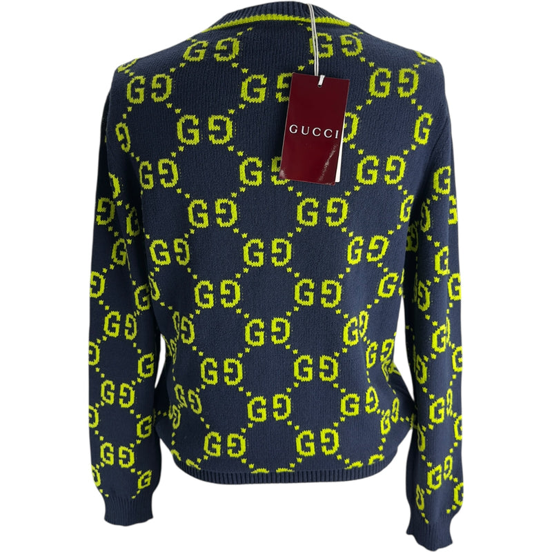 グッチ GUCCI GG総柄ニットセーター 791043 ネイビー コットン メンズ