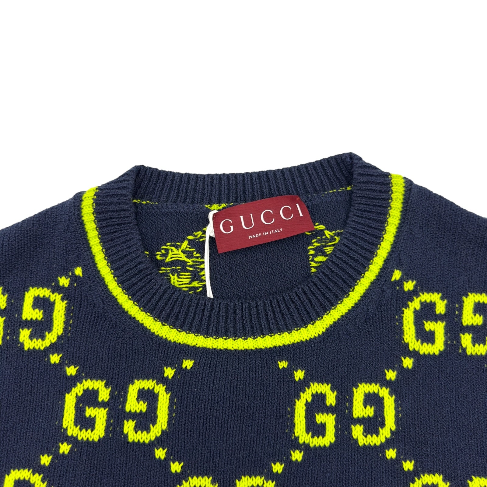 グッチ GUCCI GG総柄ニットセーター 791043 ネイビー コットン メンズ