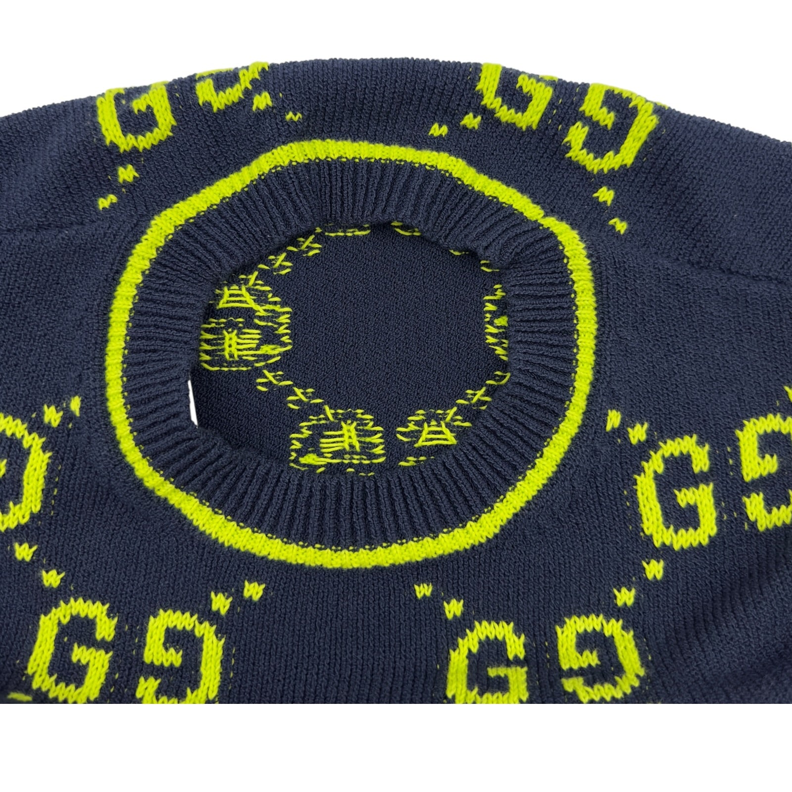 グッチ GUCCI GG総柄ニットセーター 791043 ネイビー コットン メンズ
