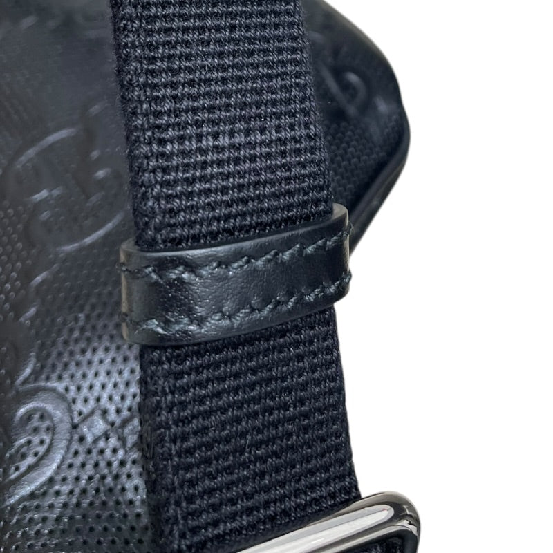 グッチ GUCCI GGエンボスベルトバッグ ブラック レザー メンズ ボディ