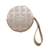 シャネル CHANEL ニュートラベルラインポーチ A17682 ベージュ　シルバー金具 ナイロンジャガード レディース ポーチ