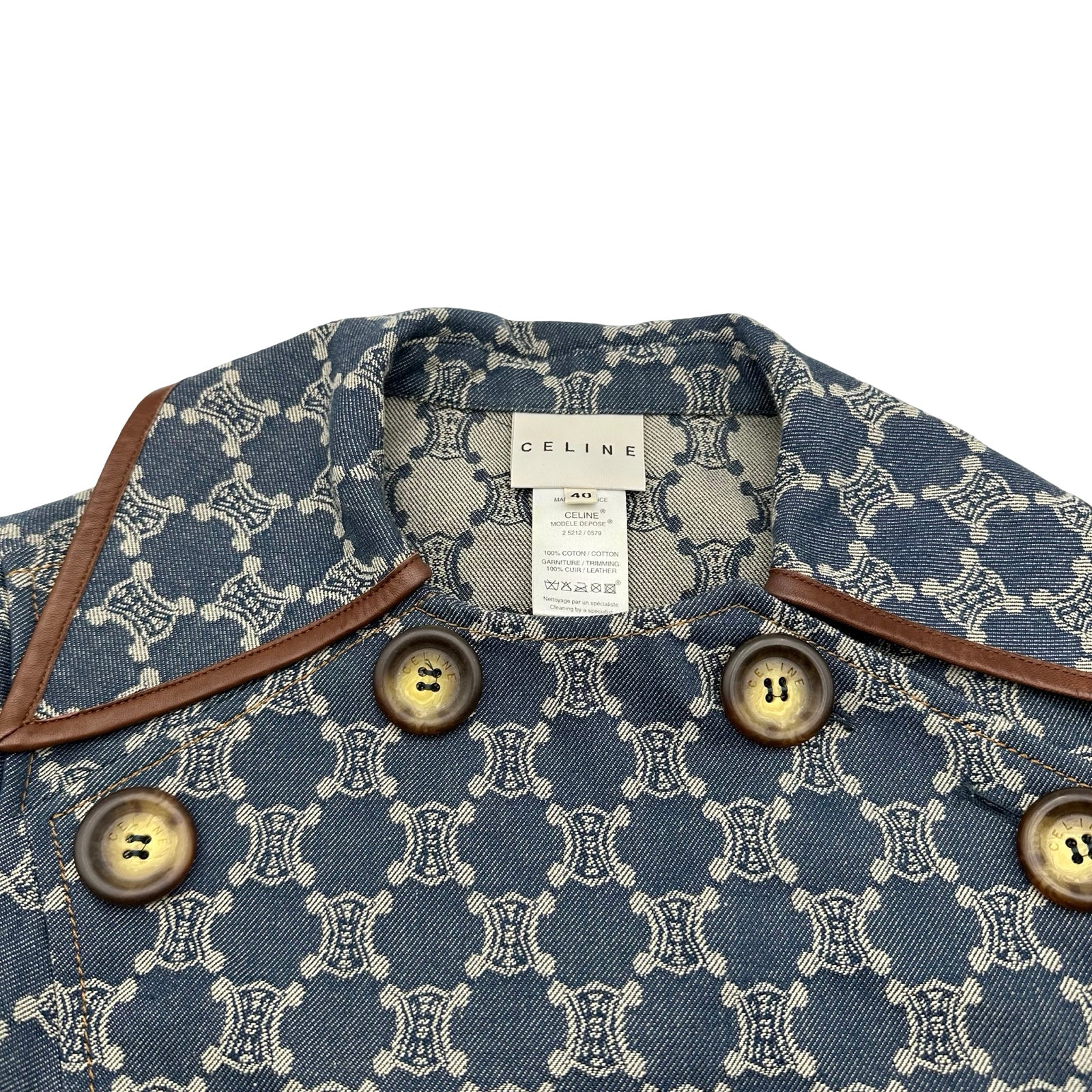 CELINE セリーヌ マガダム柄　Gジャン　ジャケット　32 セリーヌ CELINE マカダム柄デニムジャケット ブルー デニム
