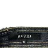 グッチ GUCCI ロゴ刺繍デニムパンツ インディゴ デニム レディース デニムパンツ