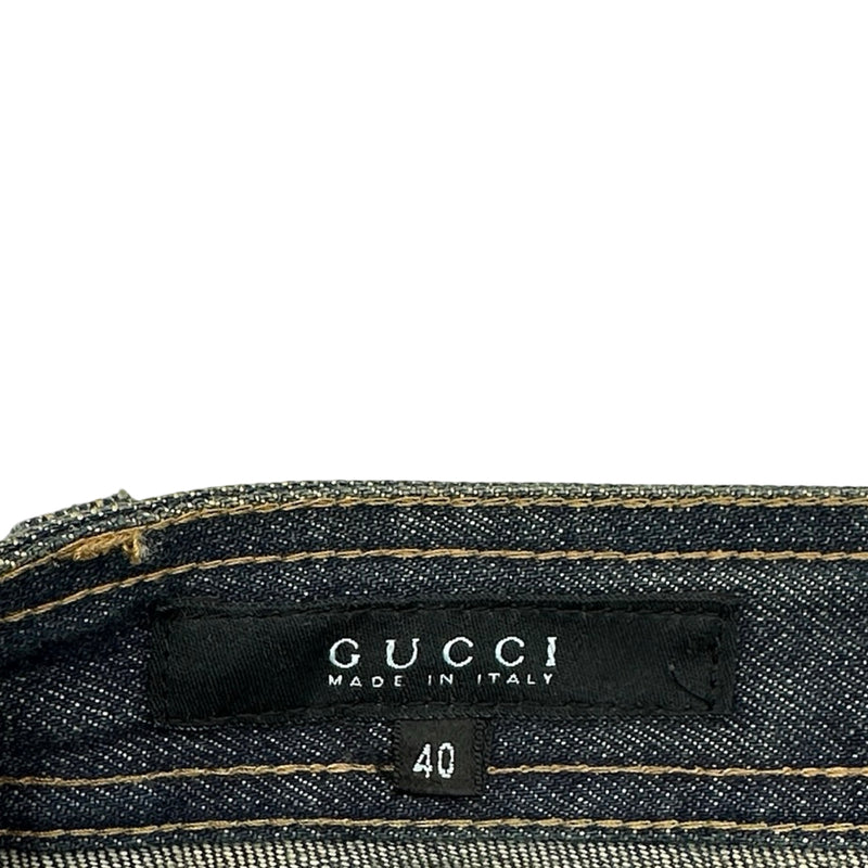 グッチ GUCCI ロゴ刺繍デニムパンツ インディゴ デニム レディース