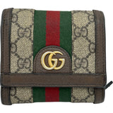 グッチ GUCCI オフィディアコンパクトウォレット 598662 ブラウン GGスプリーム/レザー レディース 二つ折り財布