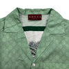 グッチ GUCCI x ヒグチユウコ GG総柄シルクシャツ 864048 グリーン シルク メンズ 半袖シャツ