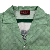 グッチ GUCCI x ヒグチユウコ GG総柄シルクシャツ 864048 グリーン シルク メンズ 半袖シャツ