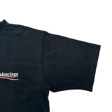 バレンシアガ BALENCIAGA キャンペーンロゴ刺繡半袖Tシャツ 641675 ブラック コットン メンズ 半袖Ｔシャツ
