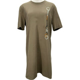 エルメス HERMES ビットプリント半袖Tシャツワンピース 4H4517DA カーキ コットン レディース ワンピース